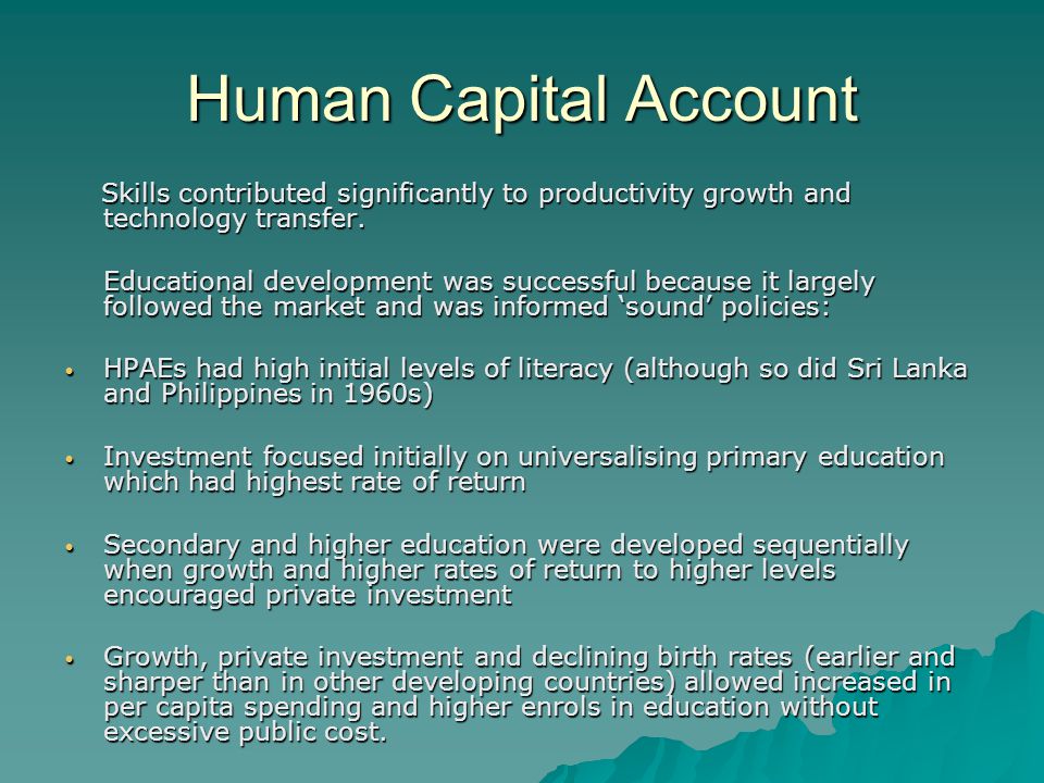 Human capital development and productivity relationship